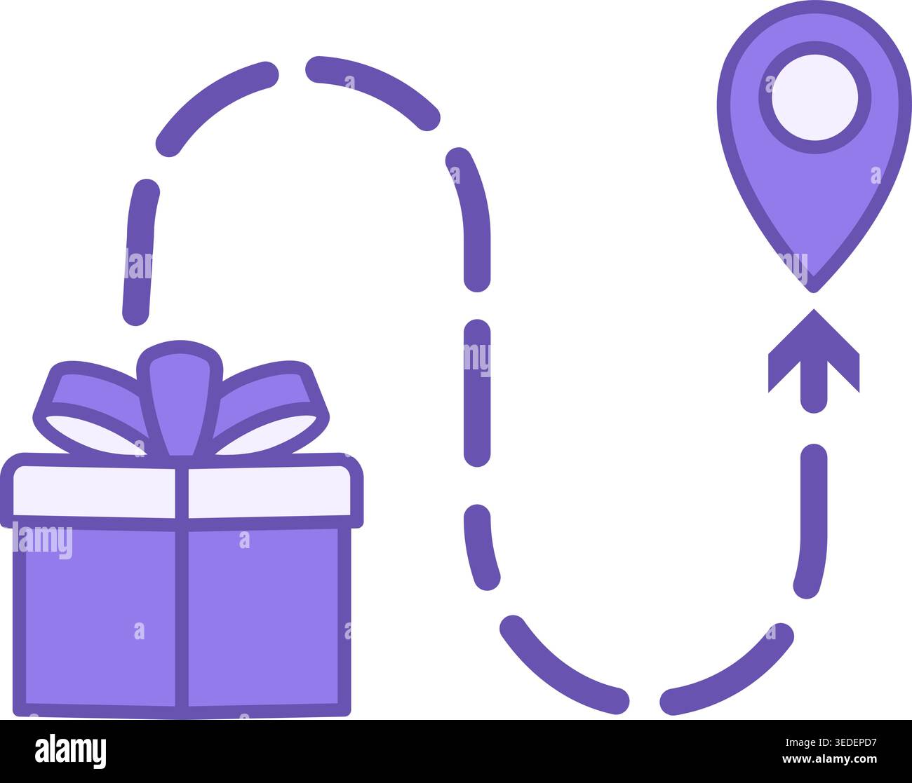Shipping Color Icon. Vector Icon. Gift Delivery to a Specific Geolocation Point. Goods Delivery Service Stock Vector