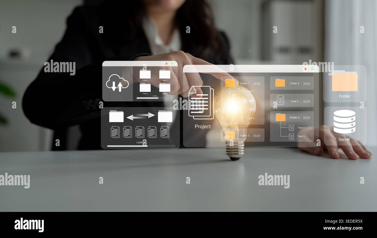 Digital folder organization improves server file structure, enhances workflow, and supports system management Parse Stock Photo