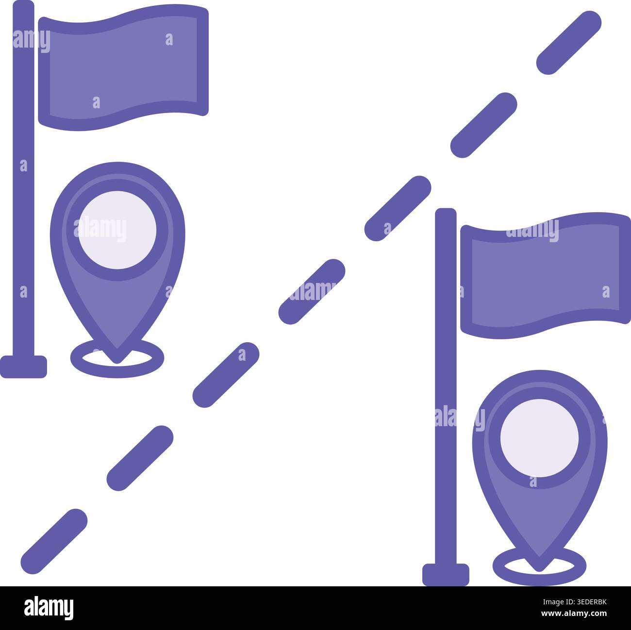 Colored Border Icon. Vector Illustration. Flags and Pins. Border Separating Countries. Migration Concept Stock Vector