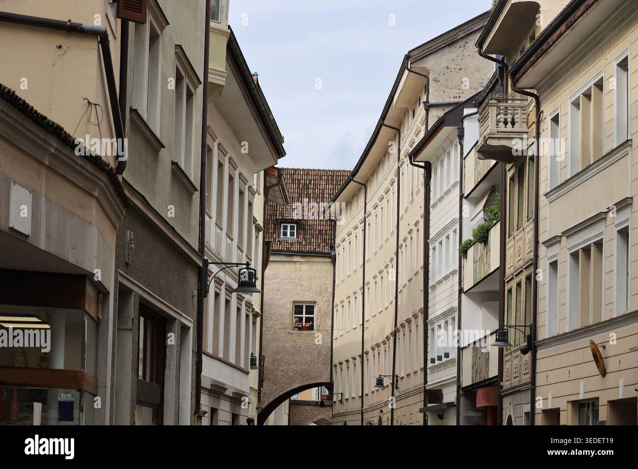 Historic alley in the city of Bolzano, South Tyrol, Italy Stock Photo