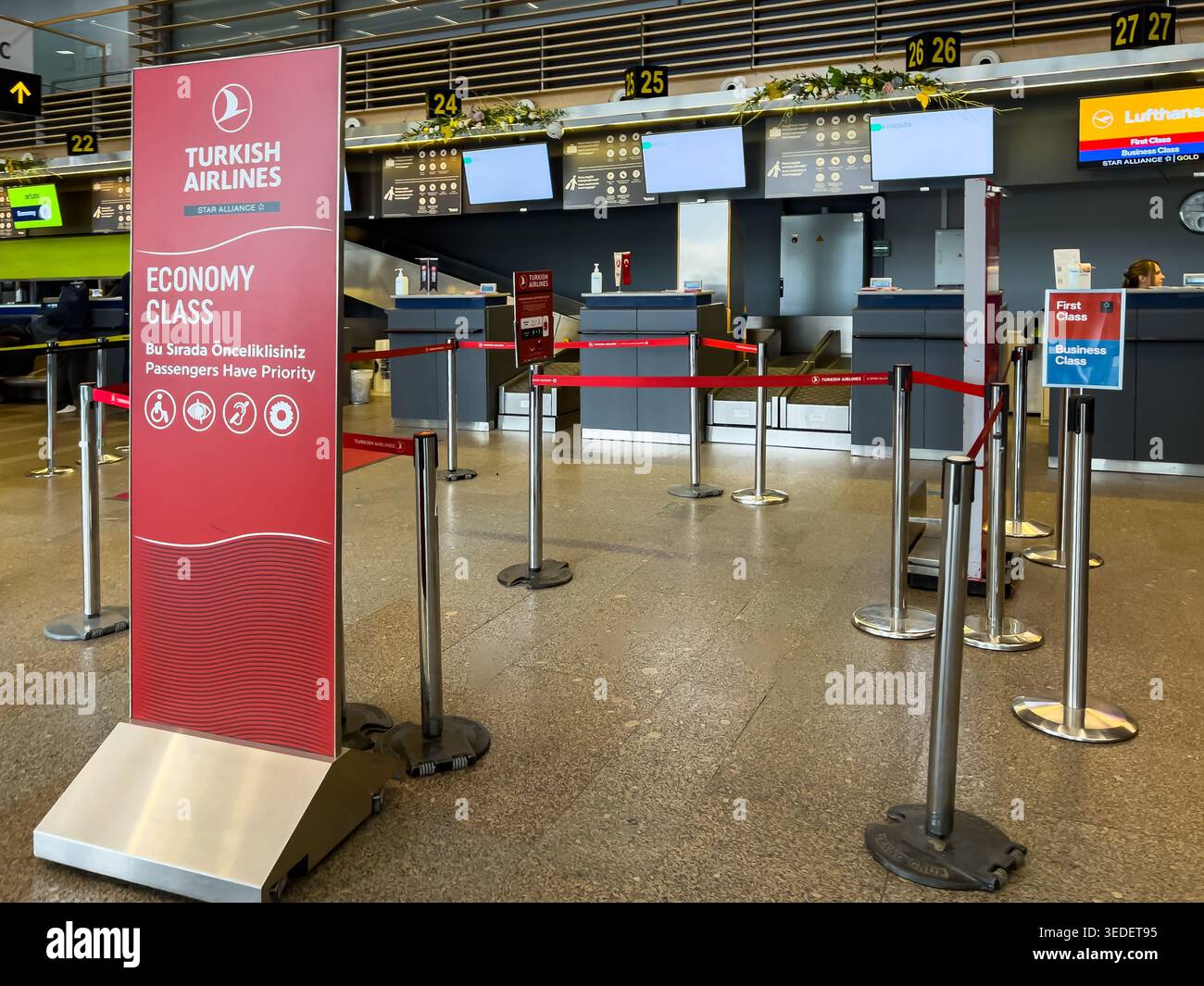 Riga, Latvia - April 03, 2026: Turkish Airlines check-in area ...