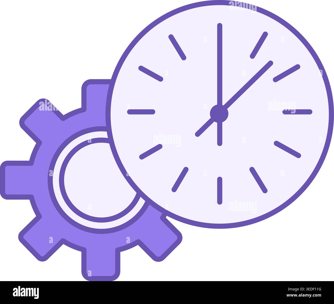 Time Management Color Icon. Vector Icon of Gear and Clock. Business and Management Concept Stock Vector