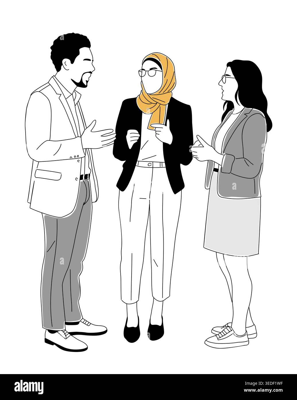 People engage in a friendly business conversation Stock Vector