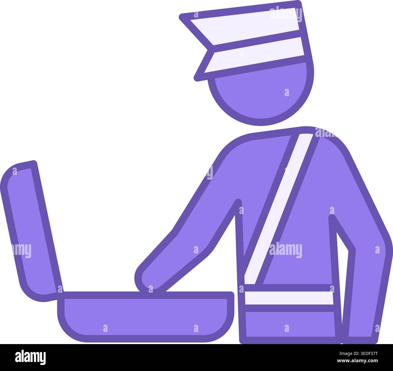 Colored Customs Control Icon. Vector Illustration. Customs Officer Checking Baggage. Checking Passengers Stock Vector