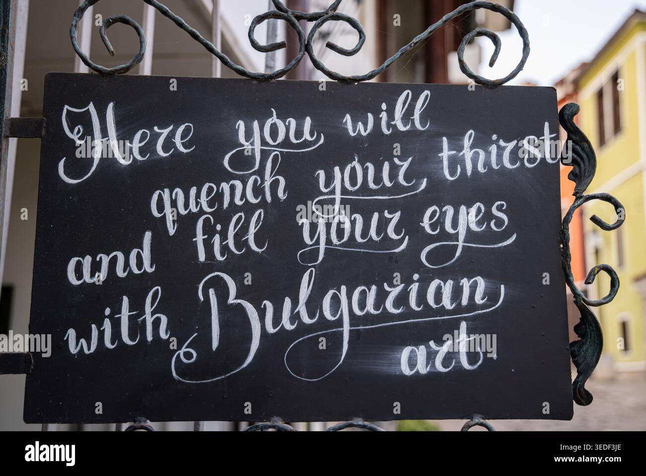 Plovdiv, Bulgaria. October 24, 2023. Sign outside an art bar in Plovdiv. Stock Photo
