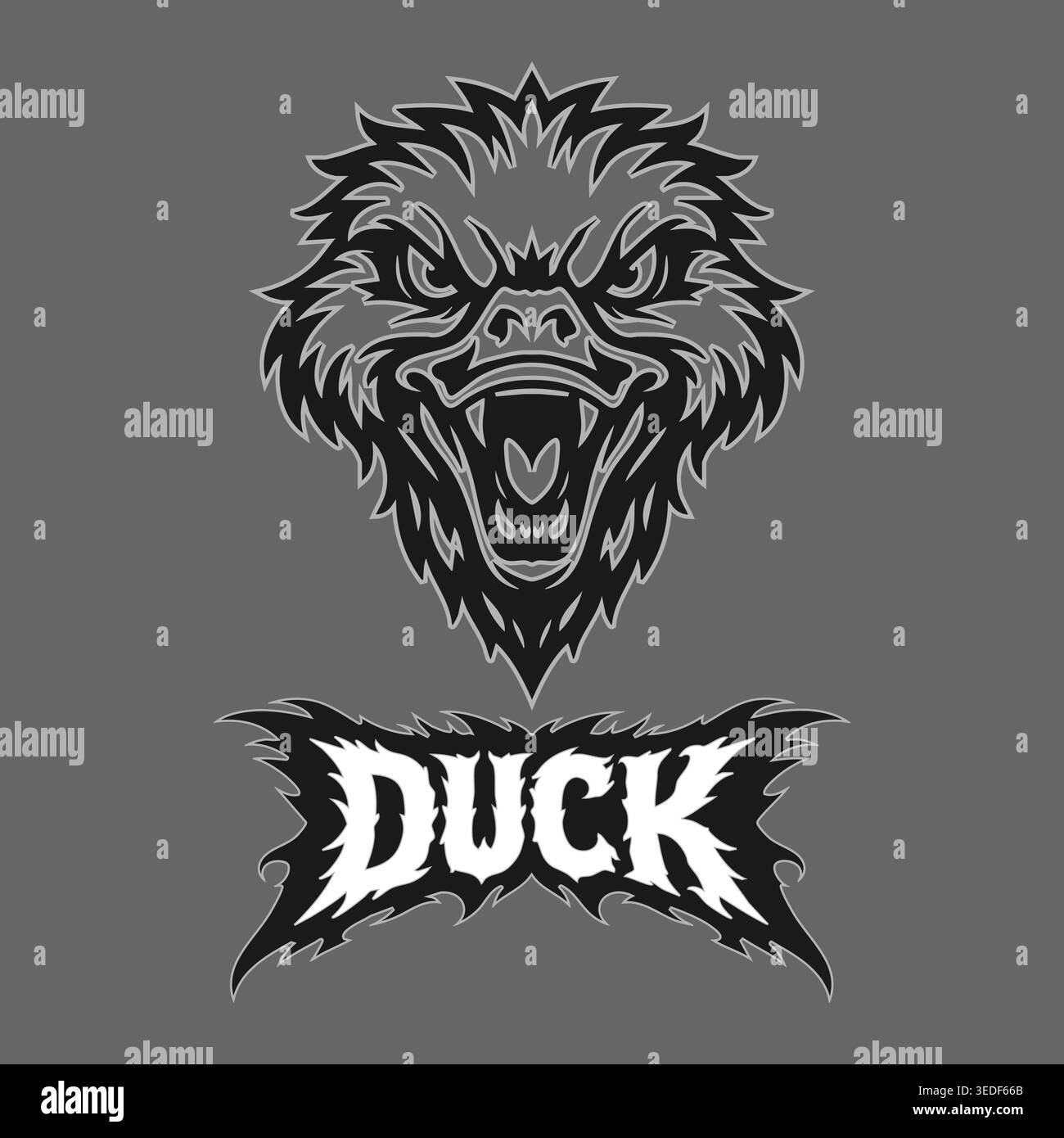 Vector tribal duck logo with text on a background Stock Vector
