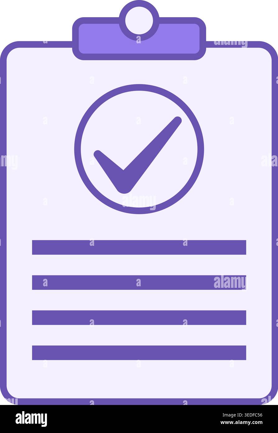 Colored Clipboard Icon. Vector Icon. Checklist with Checkmark. Office Concept Stock Vector