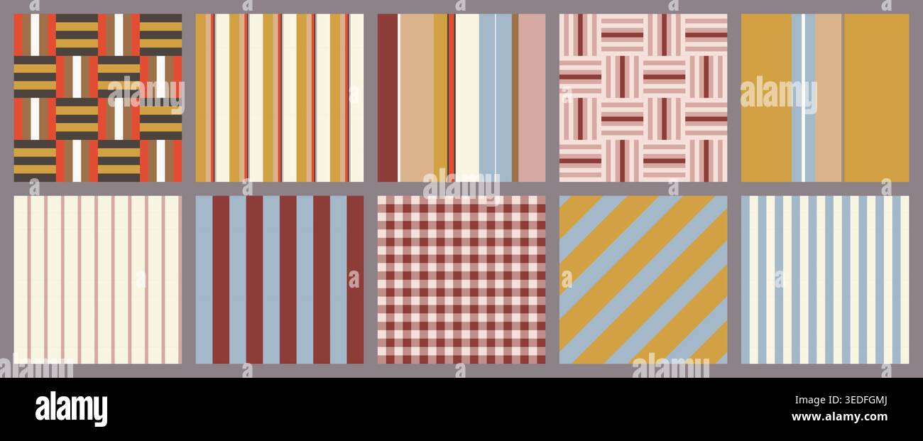 Minimalist Striped and Checkered Patterns Set Stock Vector