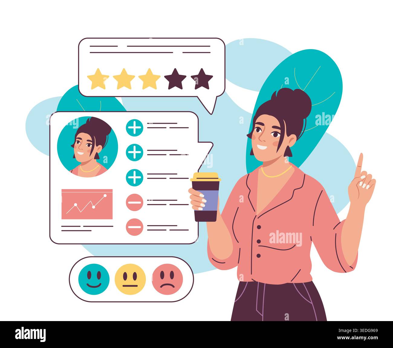 Customer feedback review scene. Vector illustration Stock Vector