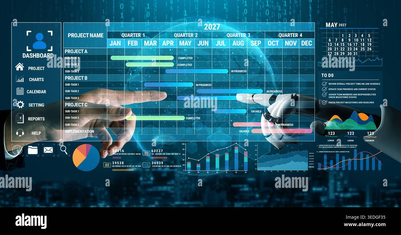 Project Management Dashboard with Timeline and Data Visualization for ...