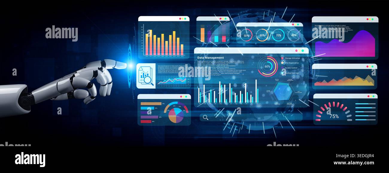 Artificial intelligence enhances data management and analytics dashboard for performance optimization Parse Stock Photo