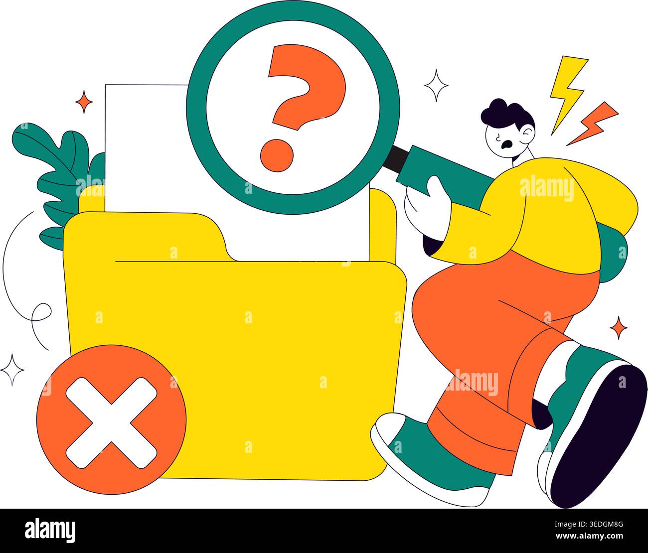 No Data Vector Illustration Featuring Empty Analytics Dashboard, Error State, Missing Information Concept With UI Elements and Notification Symbols Stock Vector