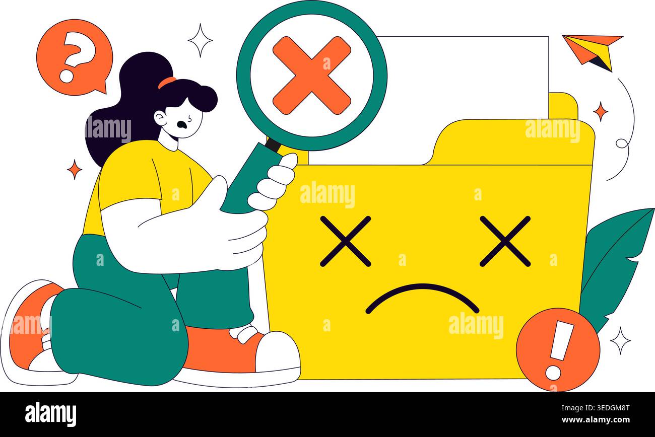 No Data Vector Illustration Featuring Empty Analytics Dashboard, Error State, Missing Information Concept With UI Elements and Notification Symbols Stock Vector