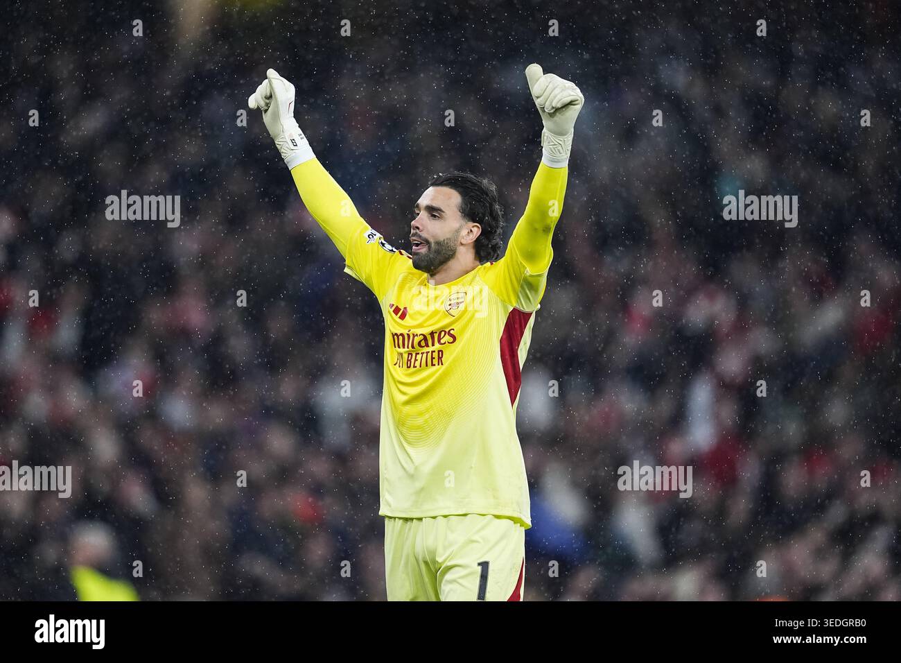 David Raya of Arsenal FC celebrates the victory after the UEFA ...