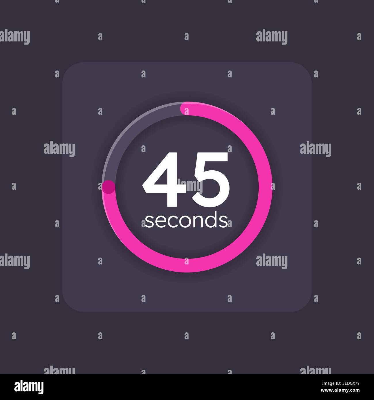 Magenta pink countdown timer on dark background Stock Vector