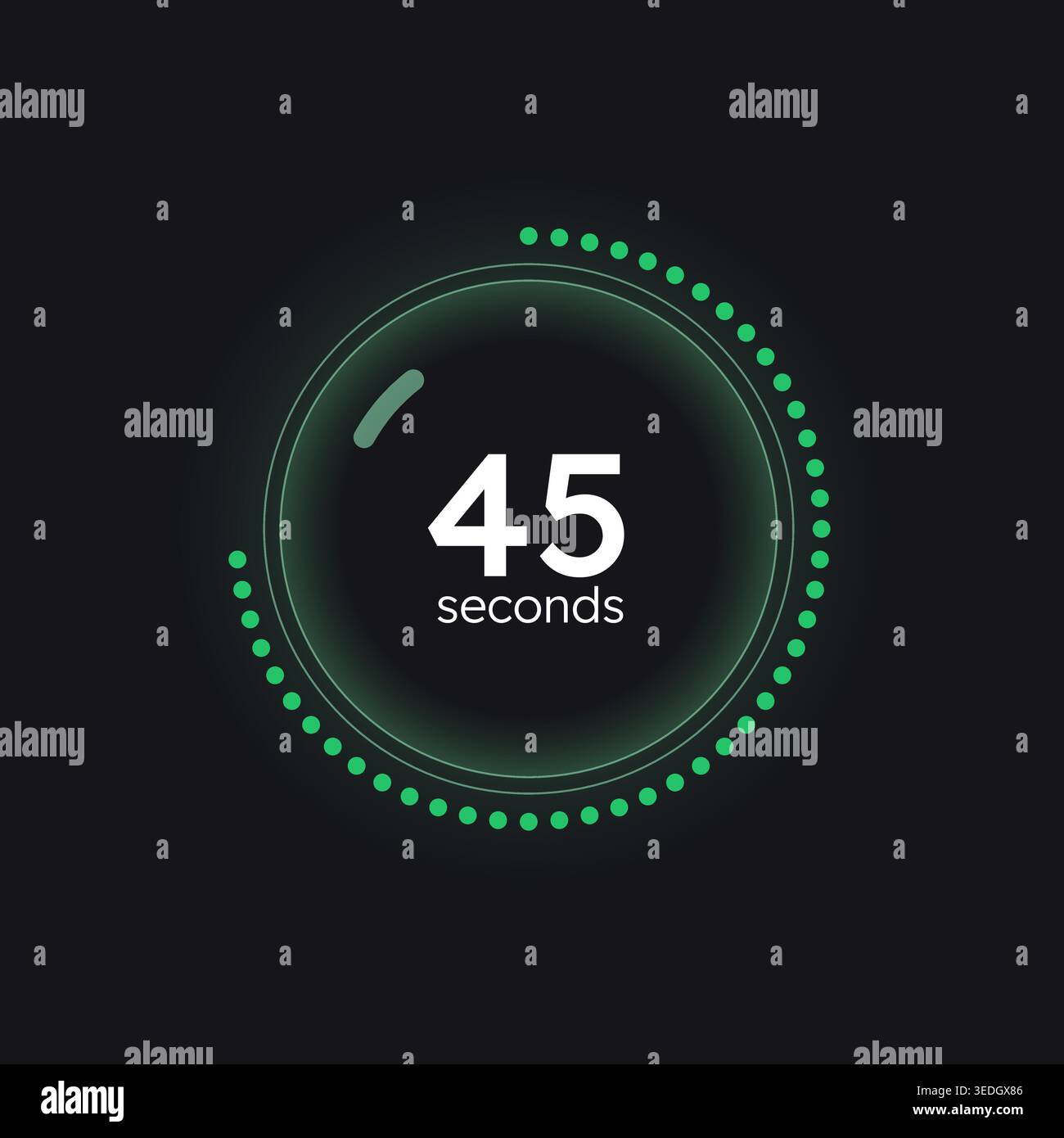 Glass translucent countdown timer on dark background Stock Vector