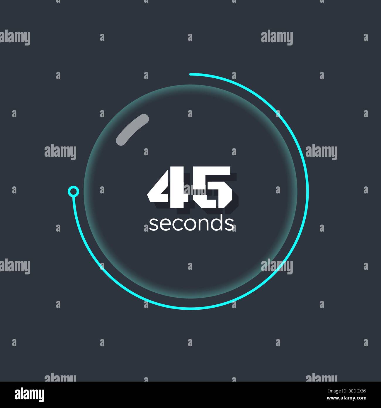 Glassmorphism blobcountdown timer on dark background Stock Vector