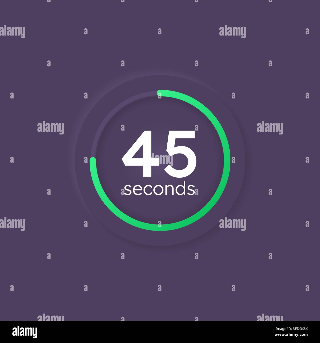 Green line neumorphism countdown timer on dark background Stock Vector