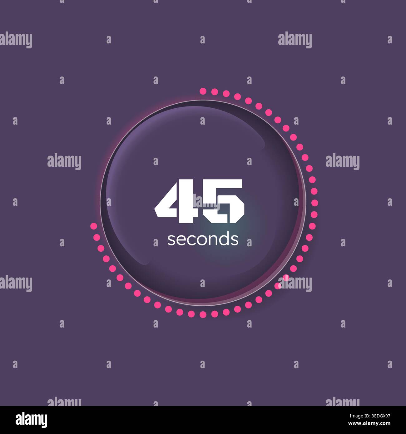 Glass glossy translucent countdown timer on dark background Stock Vector