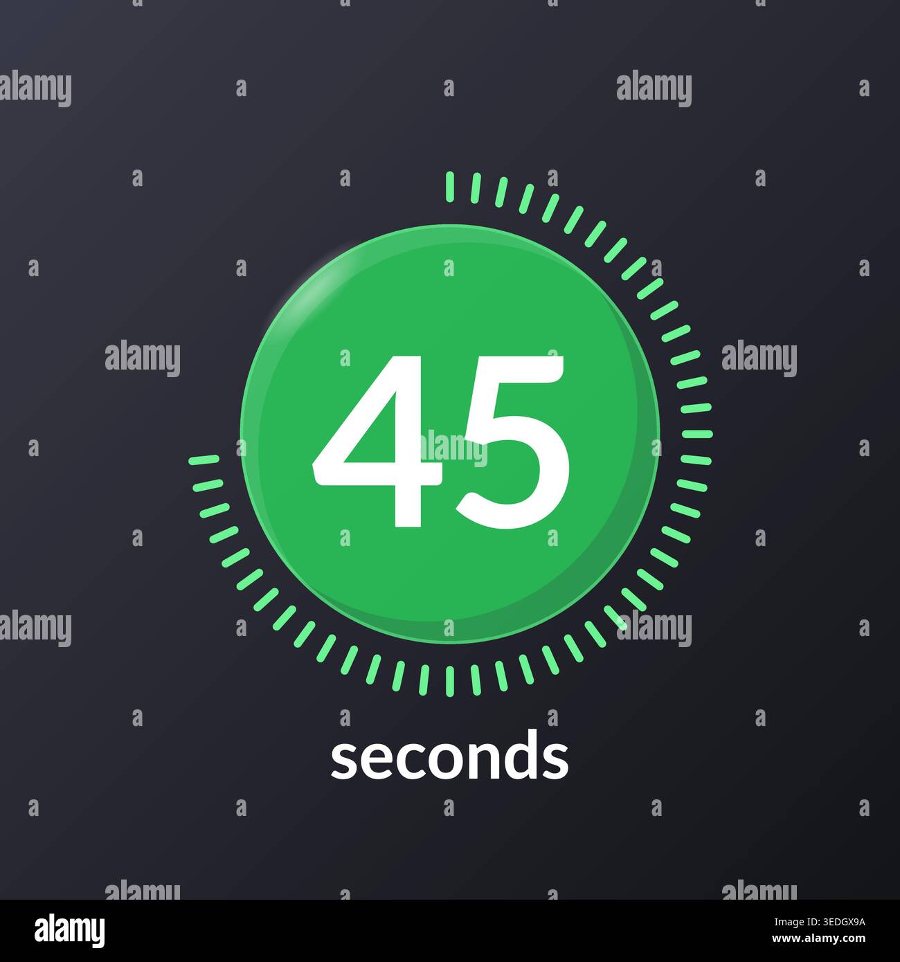 Green virtual countdown timer on dark background Stock Vector