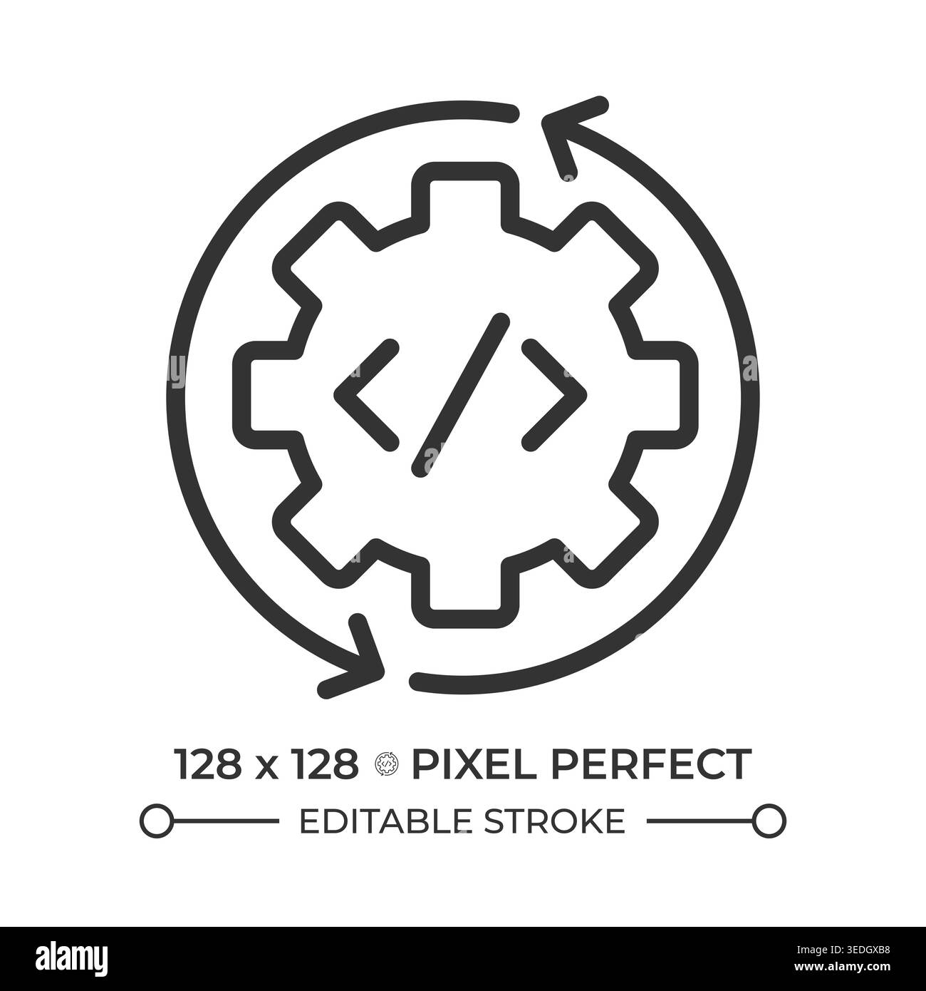 Continuous integration pixel perfect line icon Stock Vector