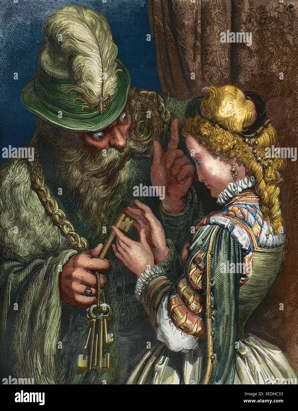 Bluebeard - Illustration of the fairy tales by french writer Charles ...