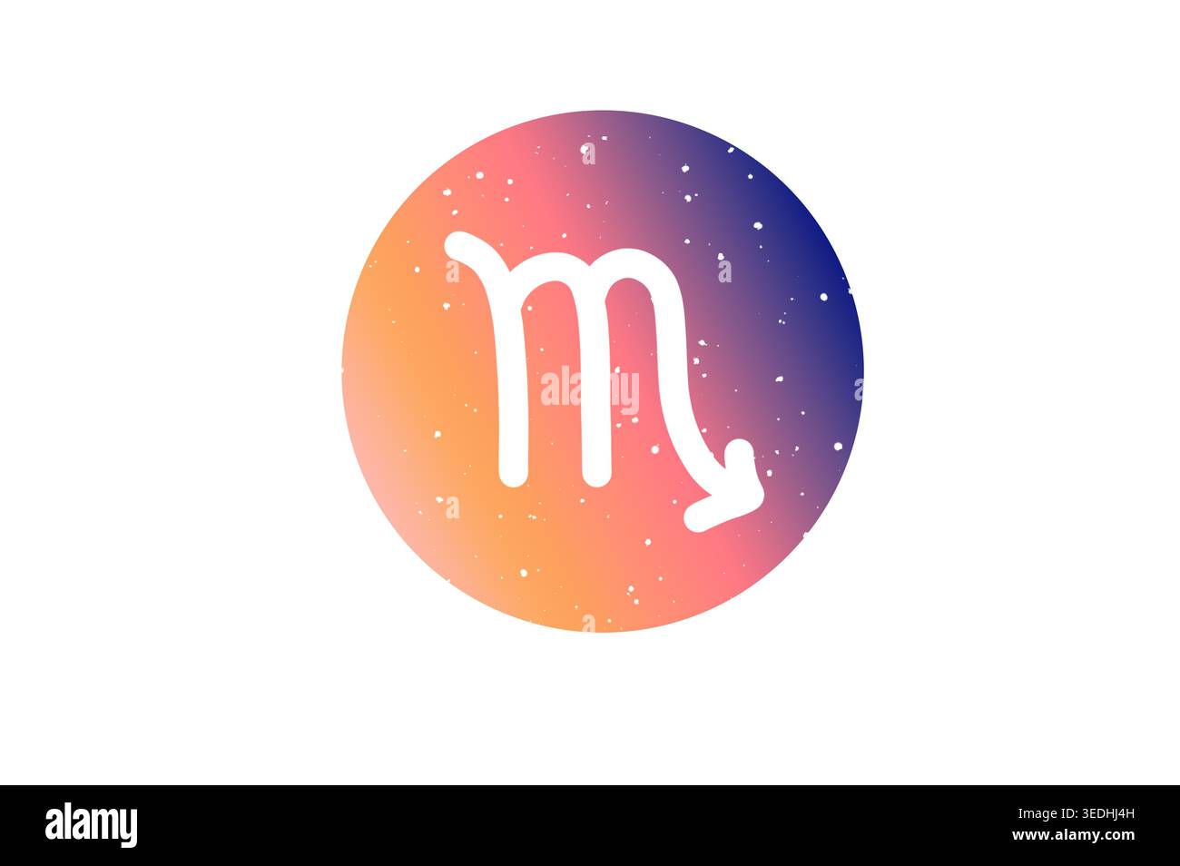 The Scorpio zodiac symbol on a multicolored gradient background; a ...