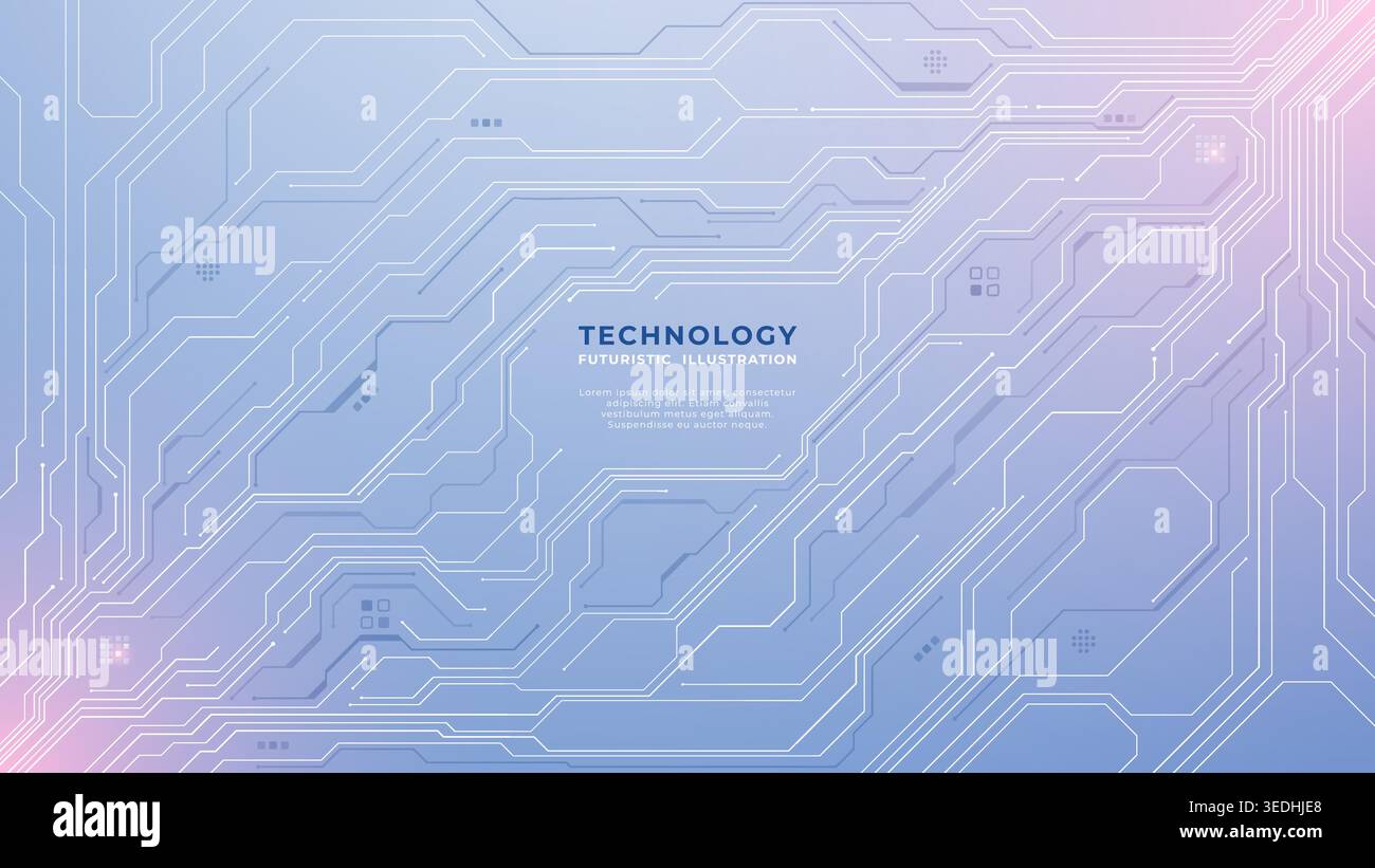Tech white circuit board background with abstract tech patterns Stock Vector