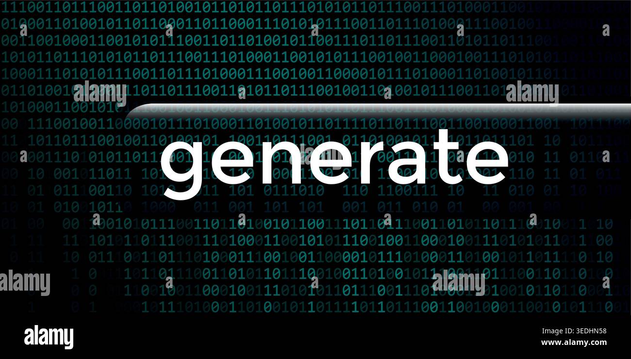 generated text on digital futuristic ai background with binary code vector illustration Stock Vector
