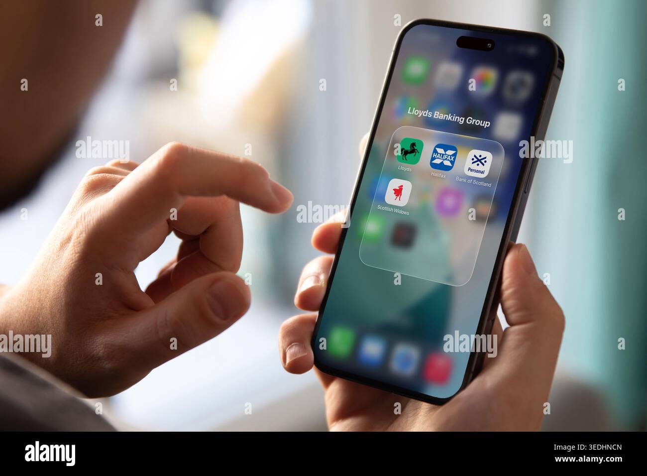 Lloyds Banking Group apps on a mobile device Stock Photo