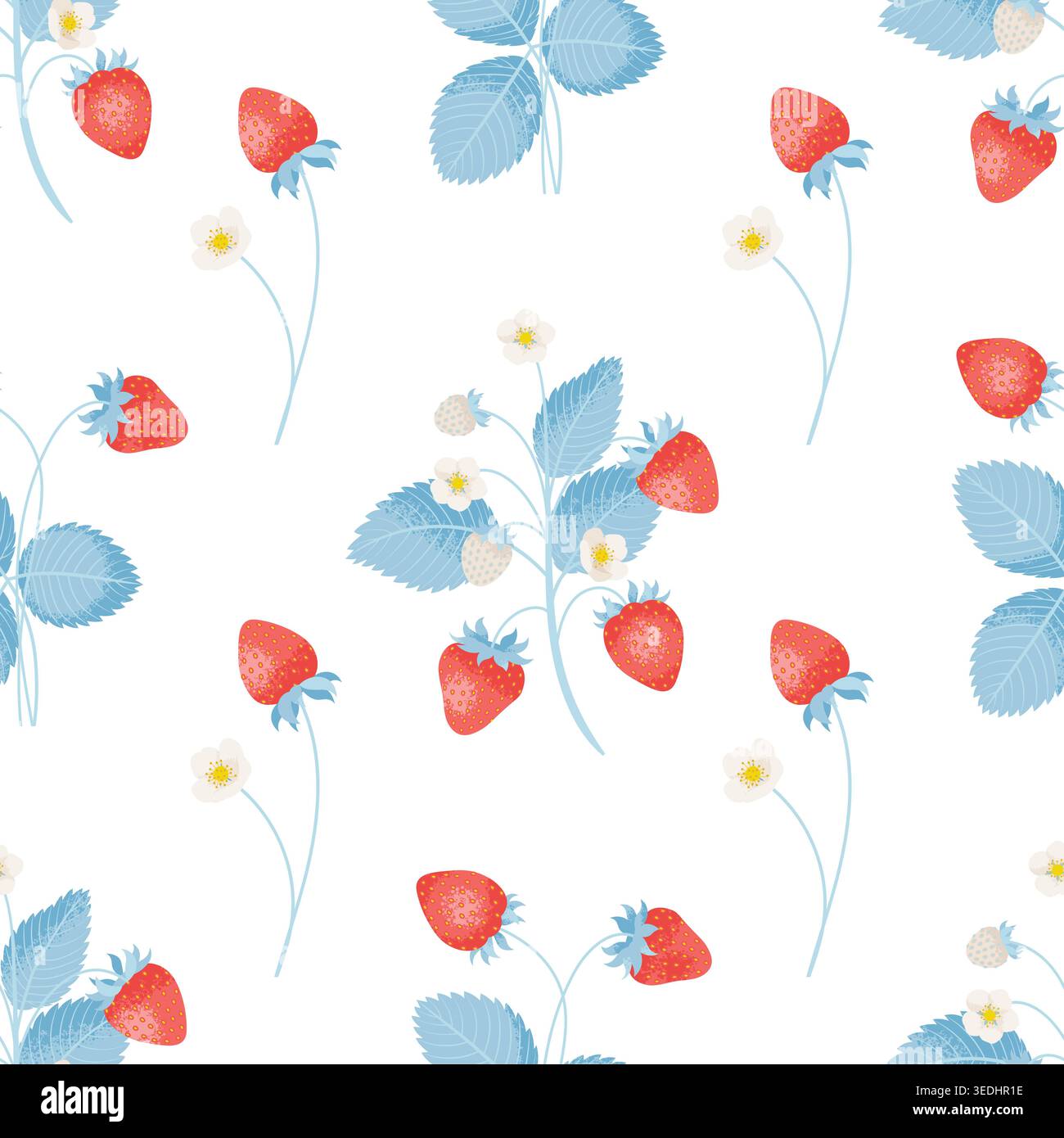 Strawberry Bundles Seamless Pattern, Summer Background. Cute Vector Illustration. Stock Vector