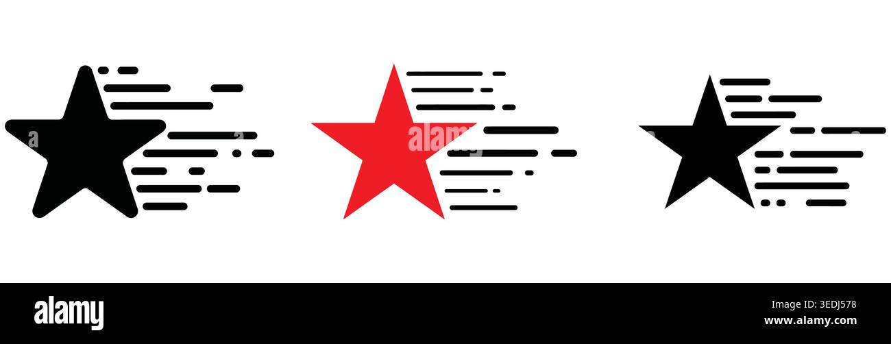 three stylized stars motion streaks speed emblem Stock Vector