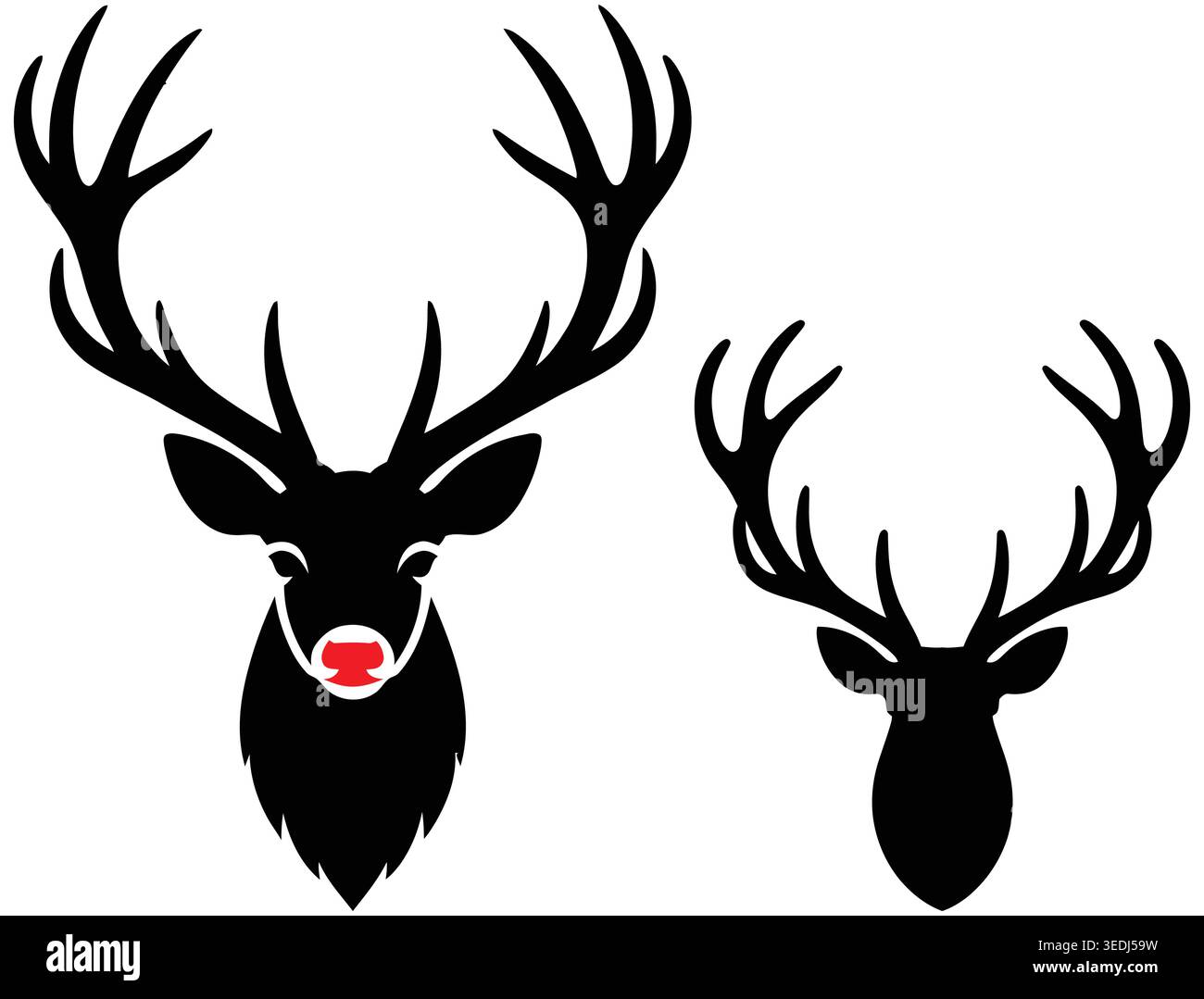 deer head silhouette, deer head silhouette vector on white background Stock Vector