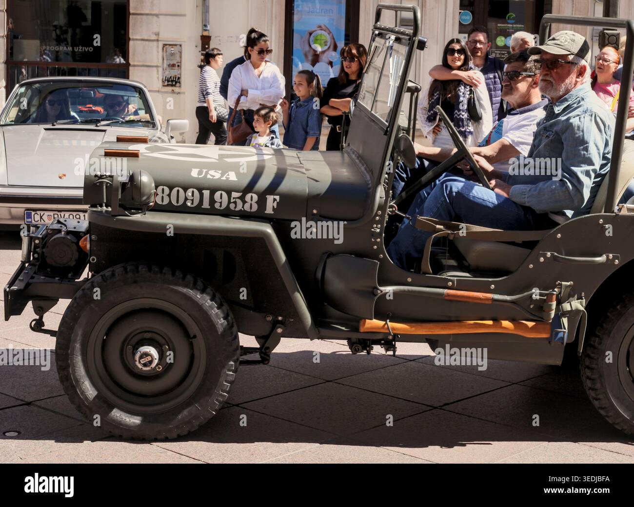 Wwii Rally Side view of a vintage military Willys MB Jeep with WWII markings at ...