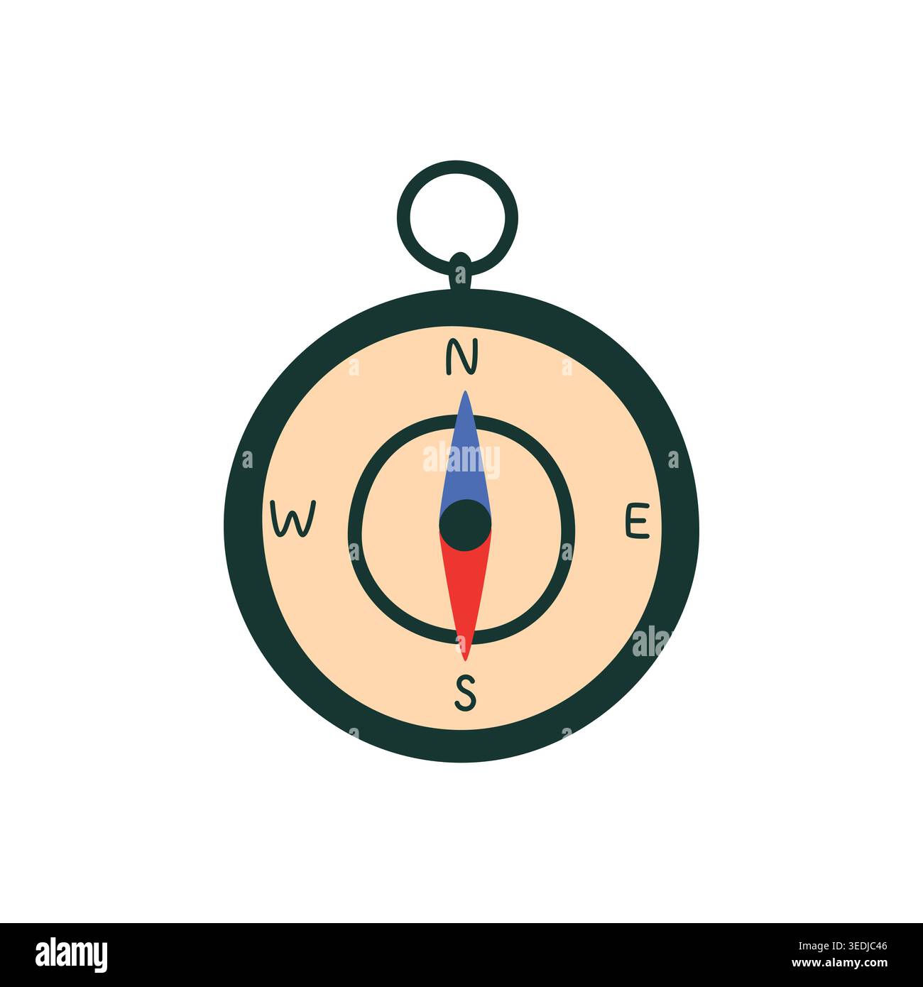 Compass. Children toy for playing outside. Orienteering on territory. Direction. Isolated vector illustration. Stock Vector