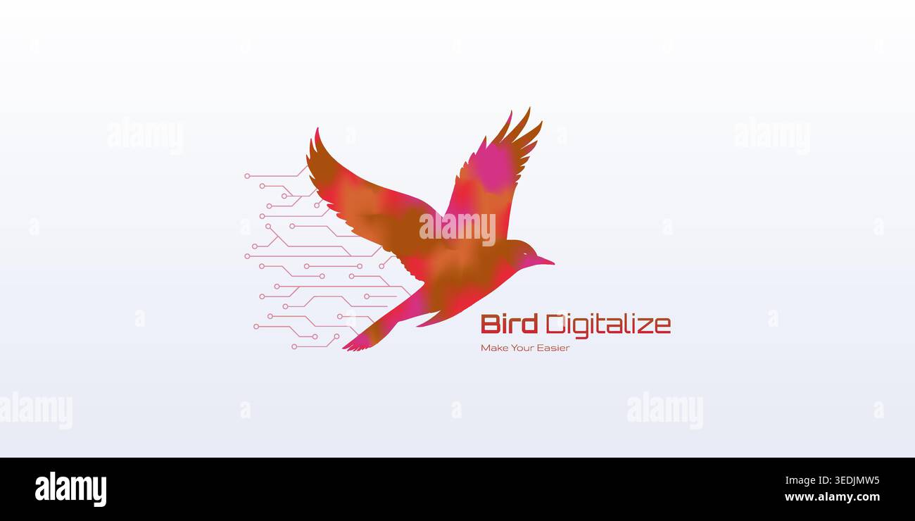 bird digitalize concept logo, technology logo, modern logo, future logo Stock Vector