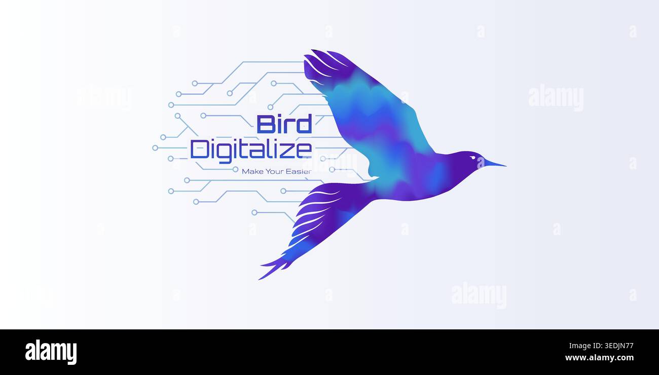 bird digitalize concept logo, technology logo, modern logo, future logo Stock Vector