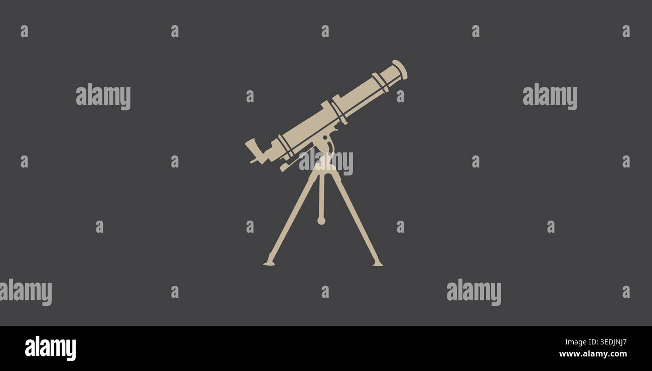 telescope simple icon design, logo design Stock Vector