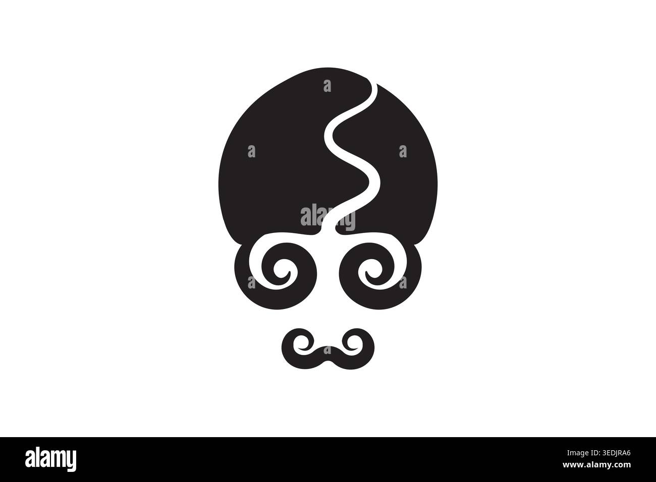 mustachioed old man skull logo Stock Vector