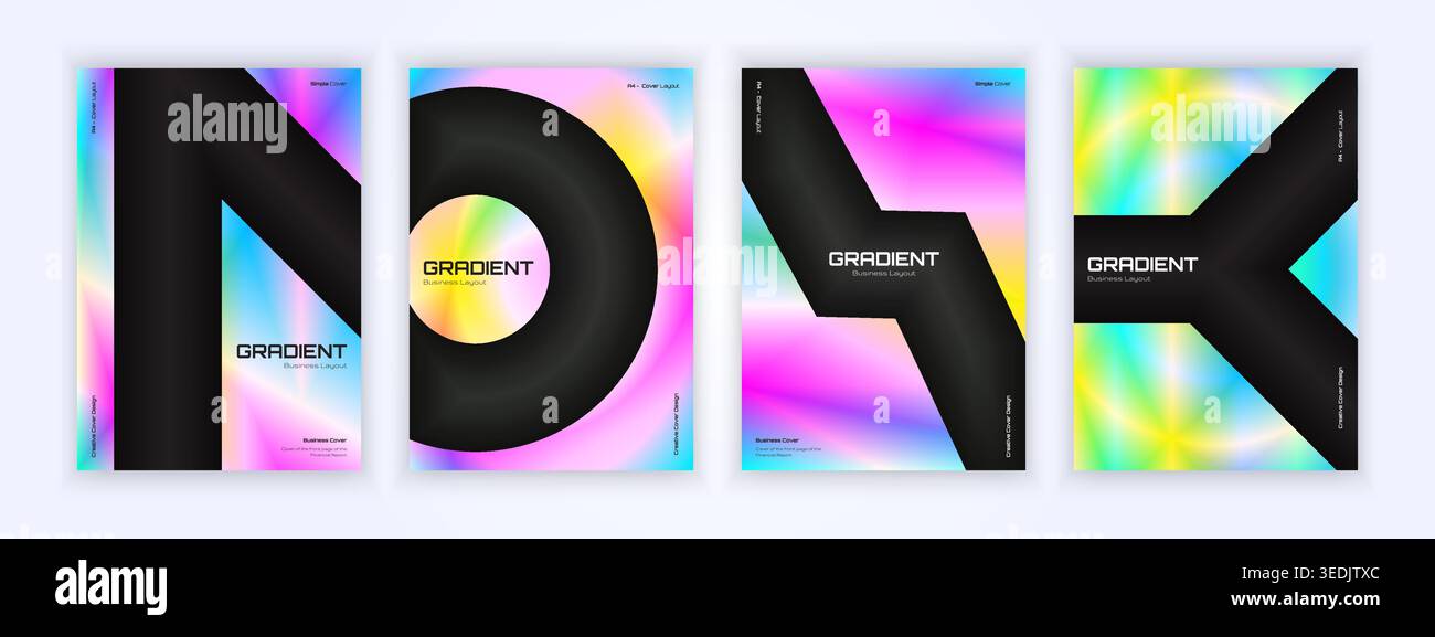 gradient booklet brochure full color abstract cover template bundle Stock Vector