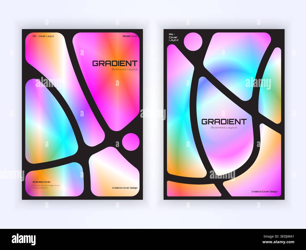 gradient booklet brochure full color abstract cover template bundle Stock Vector