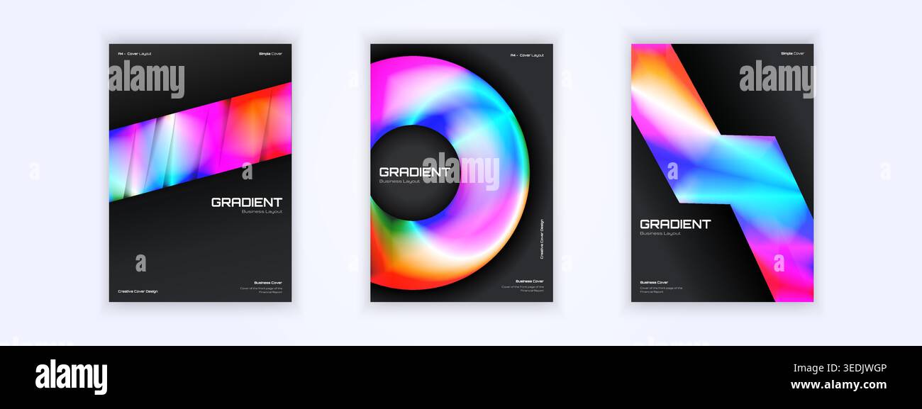 gradient booklet brochure full color abstract cover template bundle Stock Vector