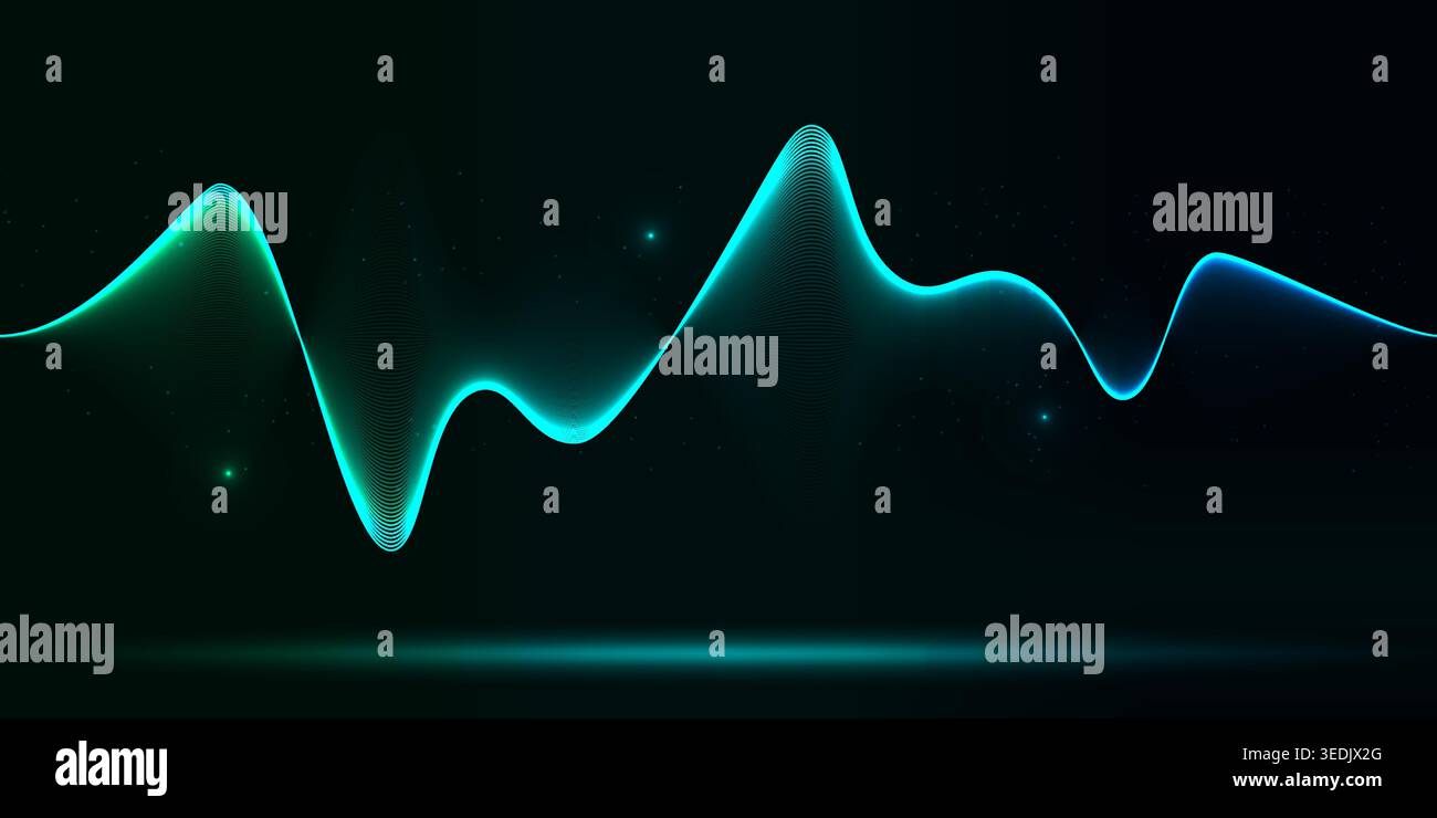 bluish green color wavy abstract seamless lines pattern background, technology innovation concept background banner Stock Vector