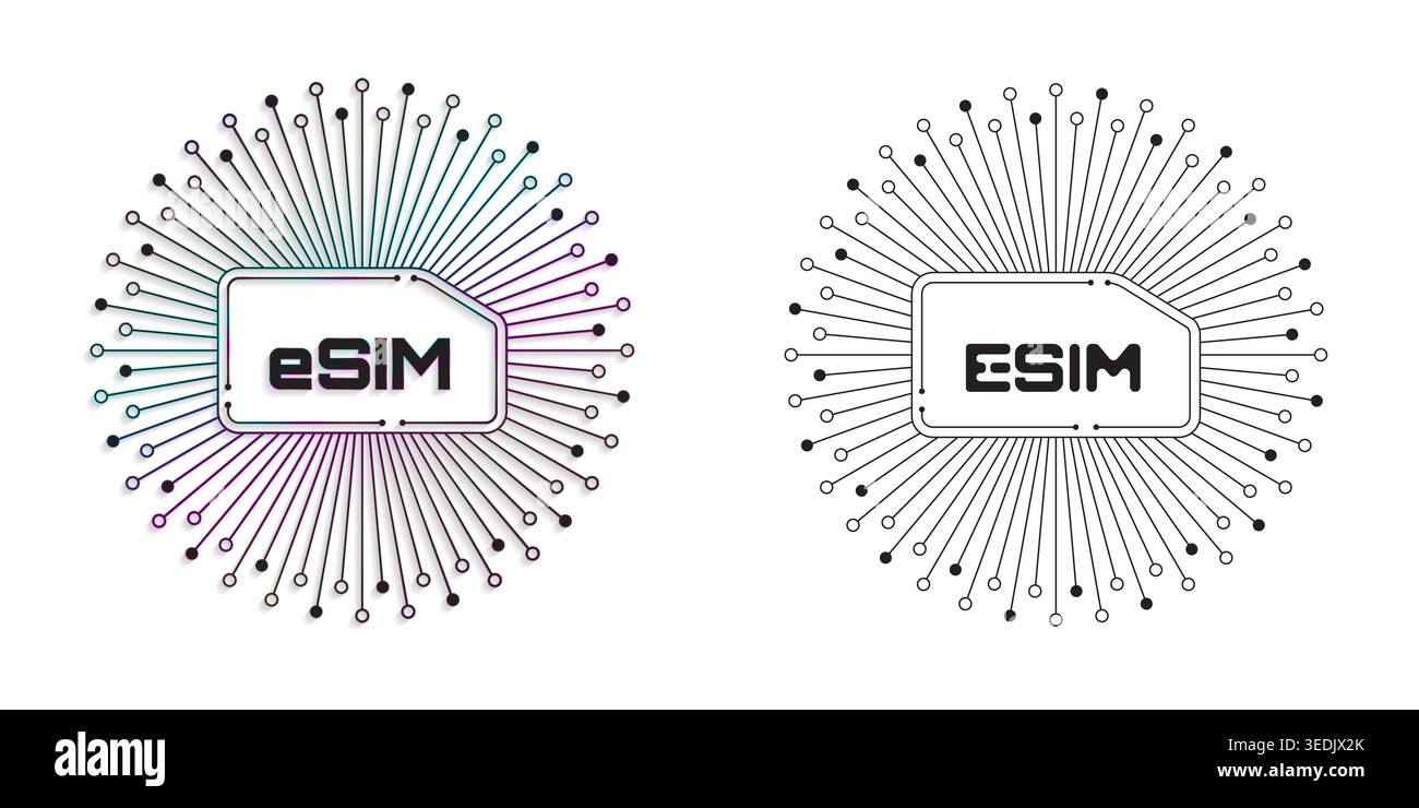 Embedded SIM components icon concept, eSIM, Embedded Universal Integrated Circuit Card Stock Vector