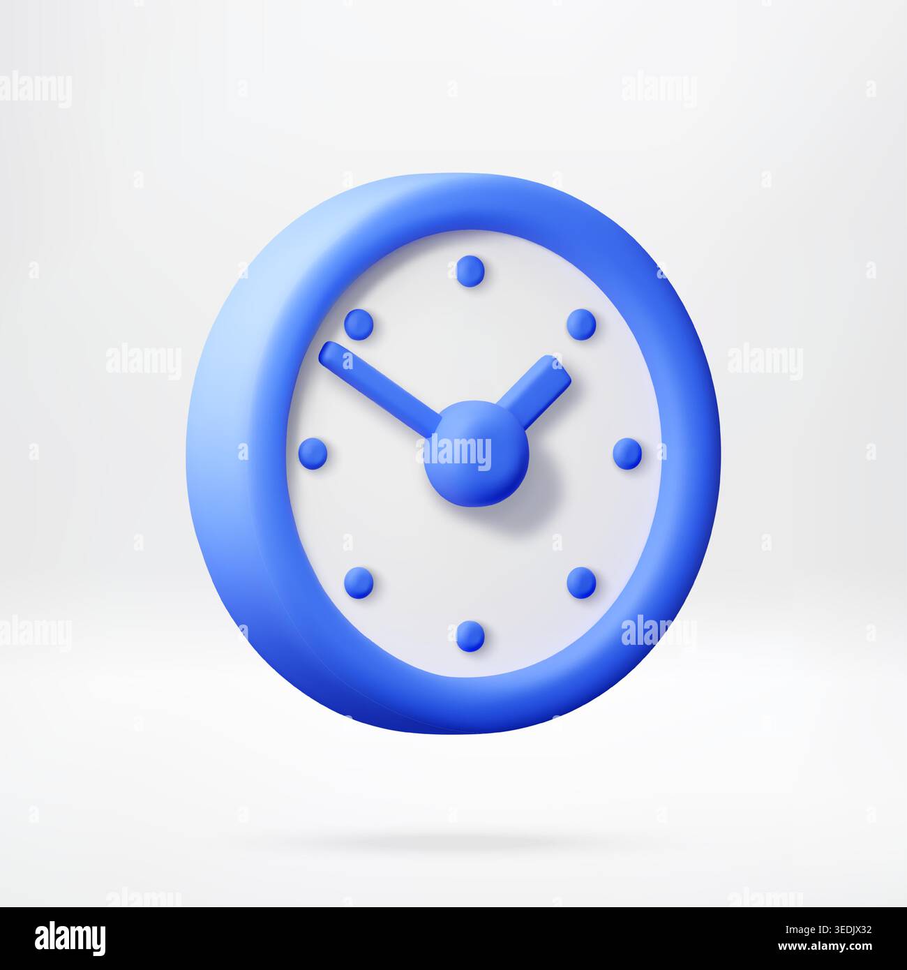 Blue wall clock 3d icon. Stock Vector