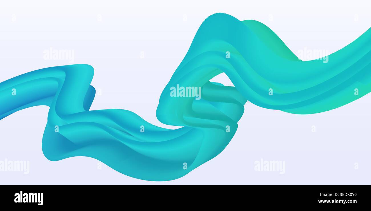 turquoise gradient wavy fluid abstract background Stock Vector