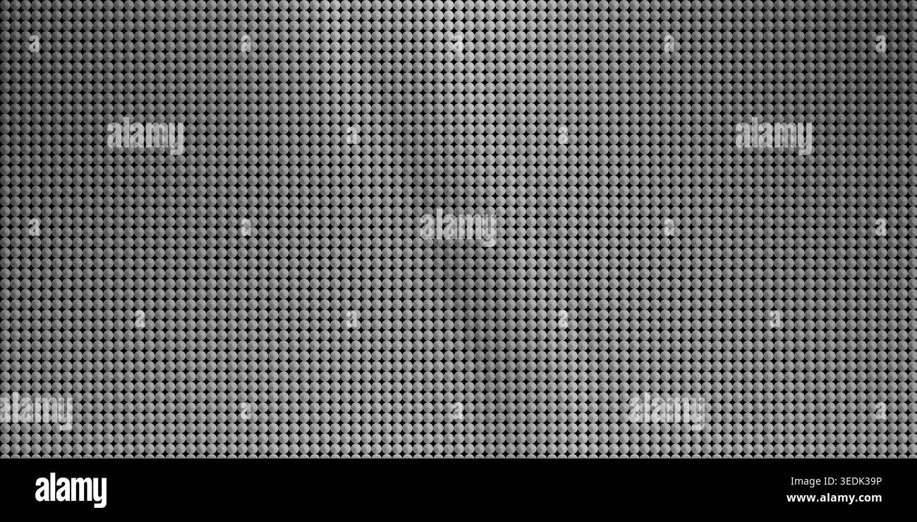 A clean, uniform metallic grid pattern of identical elements in a precise array. Subtle top-down lighting highlights the texture and creates a gentle Stock Photo