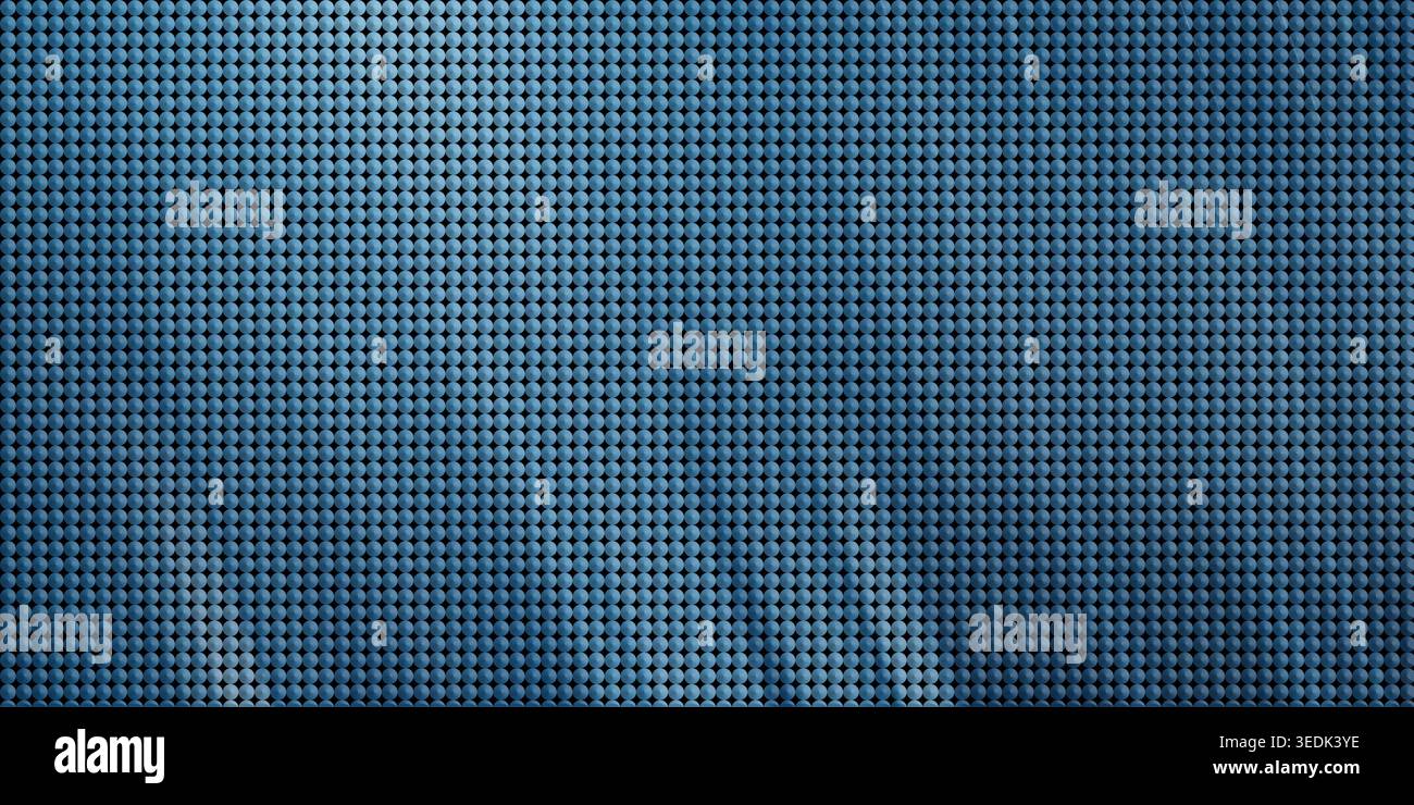A high-resolution background featuring a blue metallic surface with a uniform, repeating pattern of small circular indentations or studs. Stock Photo