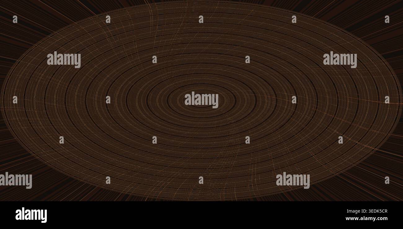 An abstract background featuring a dark brown radial pattern with concentric circles, creating a textured and sophisticated look. Stock Photo