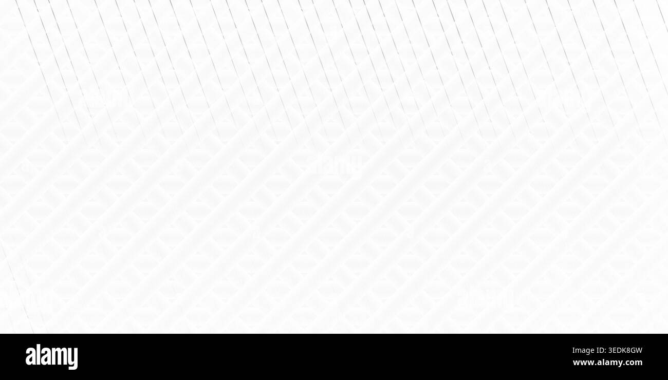 A minimalist abstract background with faint, light grey diagonal lines forming a subtle grid pattern on a bright, clean surface. Stock Photo